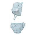 SET COSTUME DA BAGNO CON BERRETTO UV BLU
