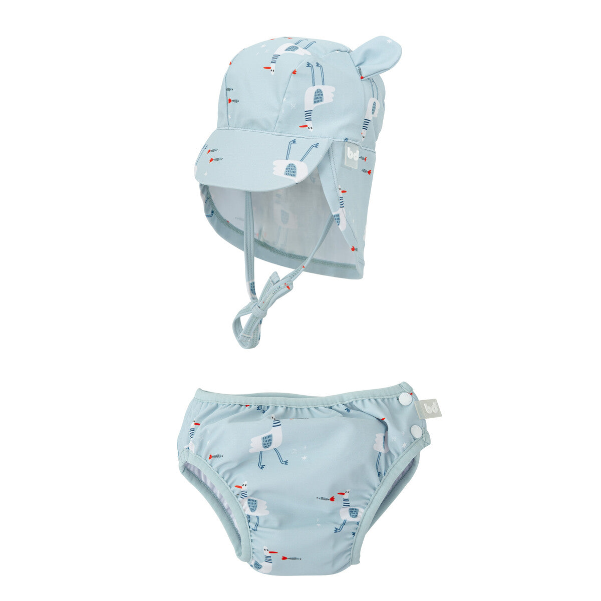 SET COSTUME DA BAGNO CON BERRETTO UV BLU