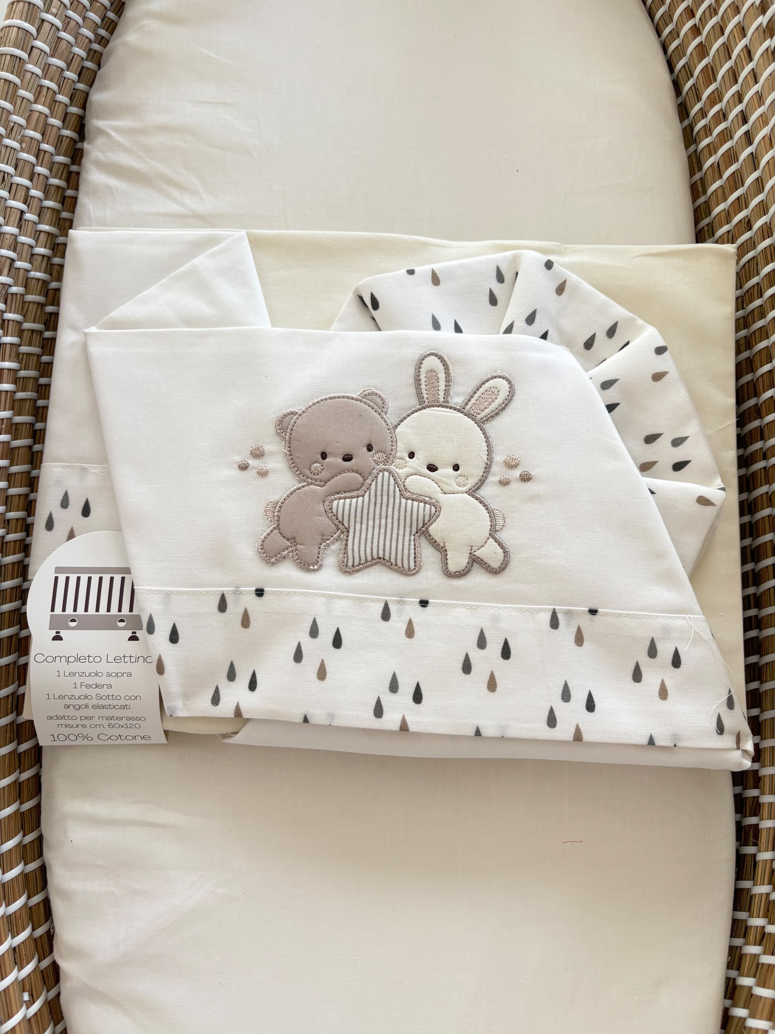 SET COMPLETO LETTINO ADATTO A MATERASSO 60X120