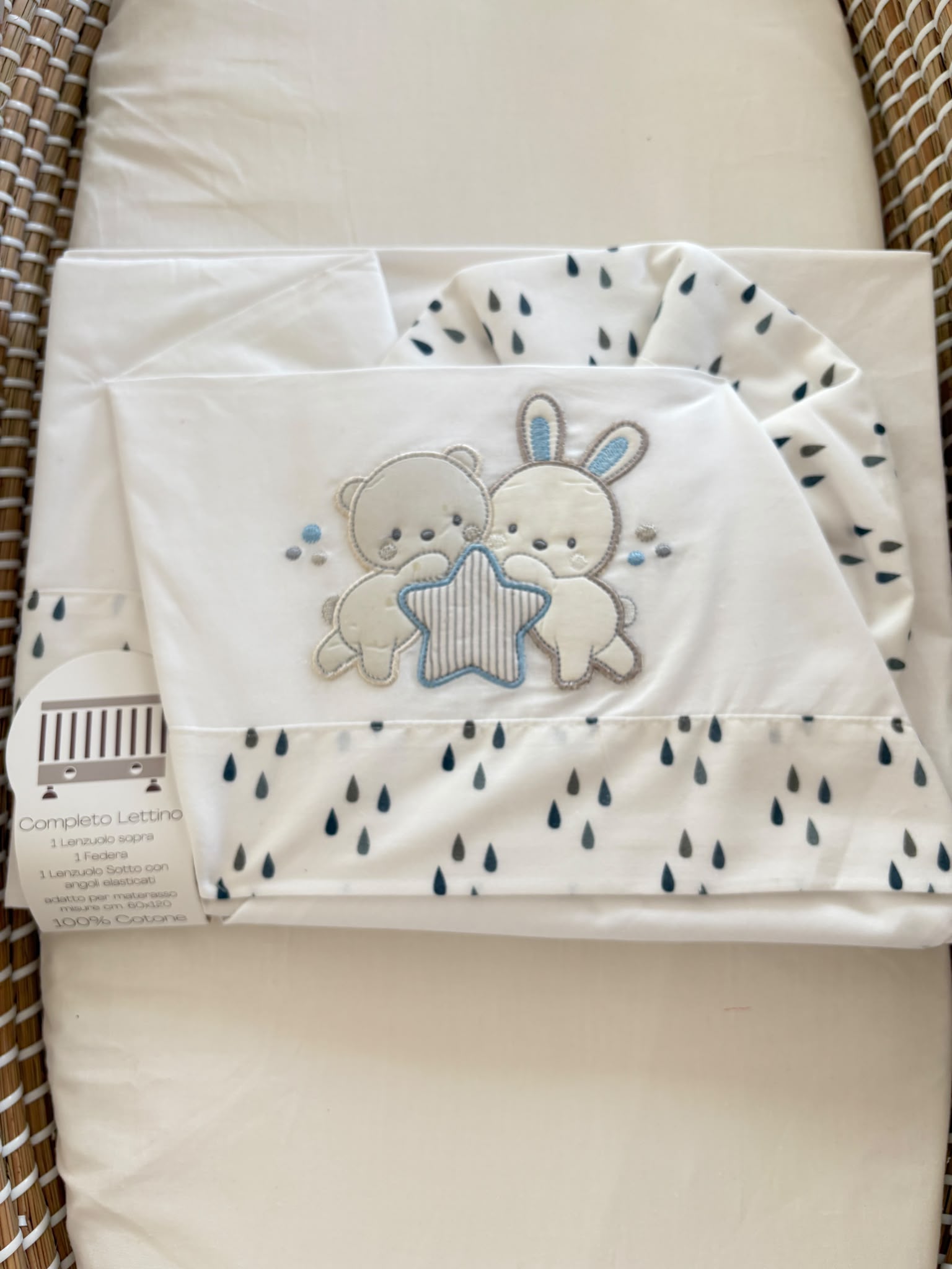 SET COMPLETO LETTINO ADATTO A MATERASSO 60X120